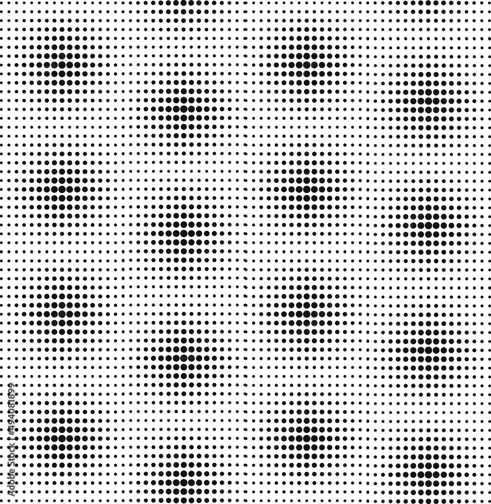 black and white seamless pattern of dots forming a sphere