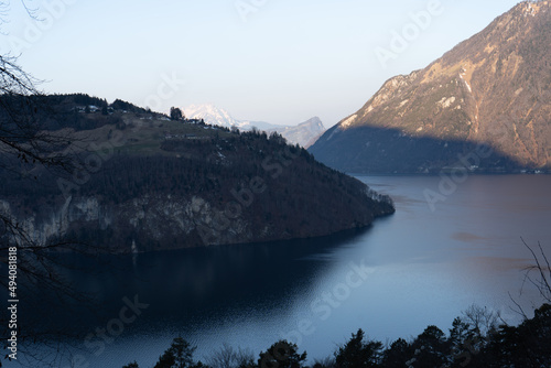 Rütli is synonymous, for all Swiss people, with the founding history of Switzerland. On August 1, 1291, now celebrated as Swiss National Holiday, the three original cantons, Uri, Schwyz, Unterwalden photo