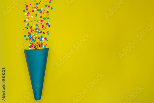 Canvas Print festive cracker on a yellow background