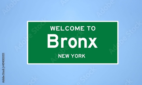 Bronx, New York city limit sign. Town sign from the USA.