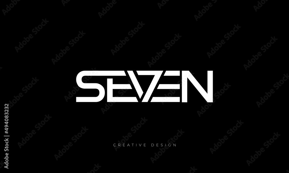 Seven stylish typographic number 7 logo branding