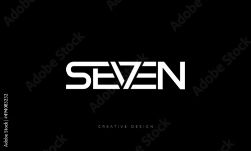Seven stylish typographic number 7 logo branding photo