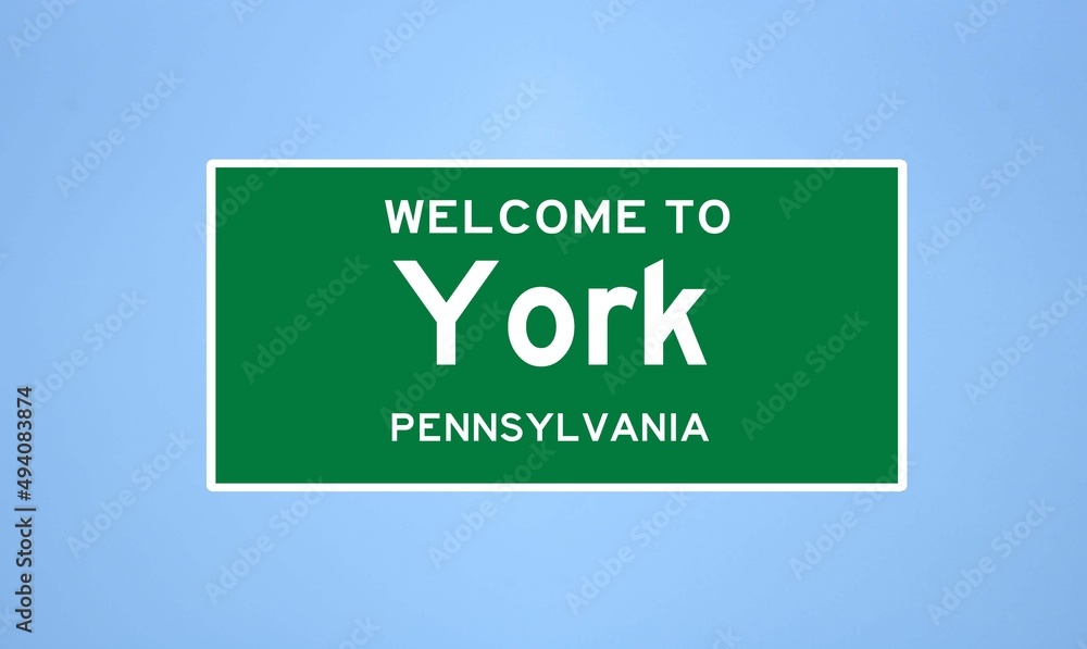 York, Pennsylvania city limit sign. Town sign from the USA.