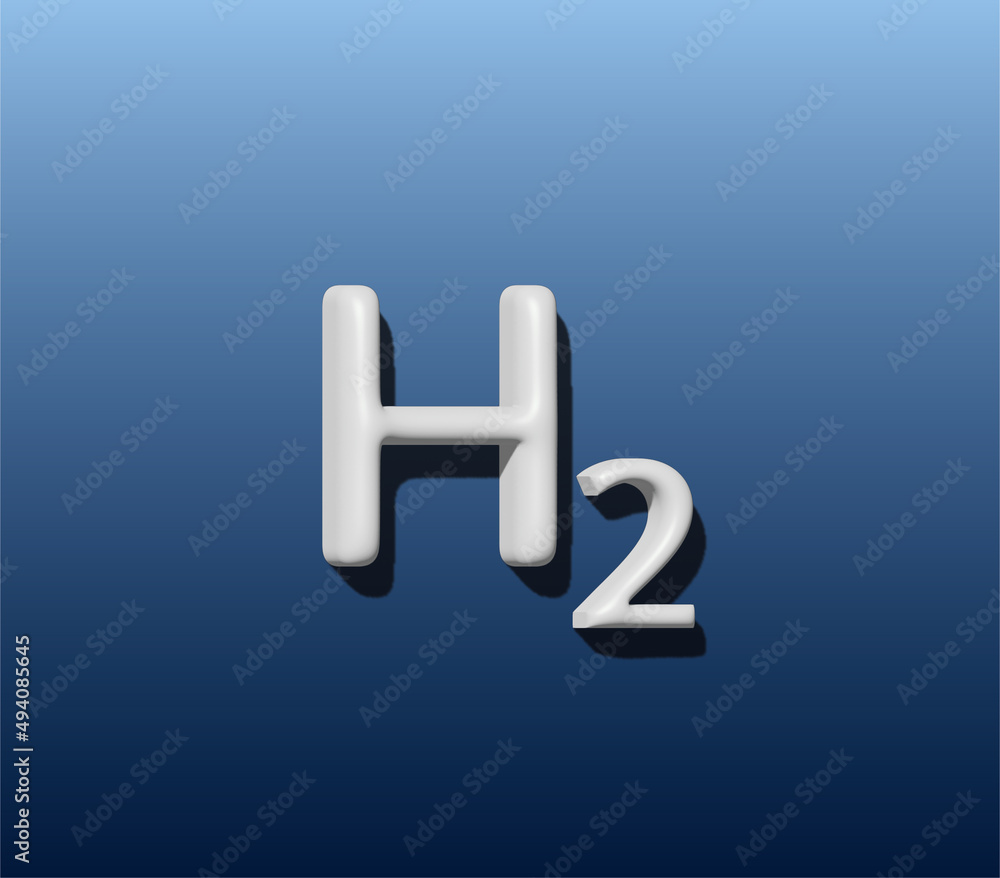 Wasserstoff H2 hervorgehoben mit Schatten Wasserstoff H2 hervorgehoben mit Schatten