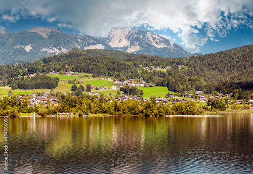 Alpbach lake in the austrian alps