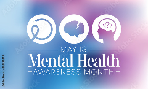 Mental health awareness month observed each year during May. it includes our emotional, psychological, and social well-being. It affects how we think, feel, and act. Vector illustration