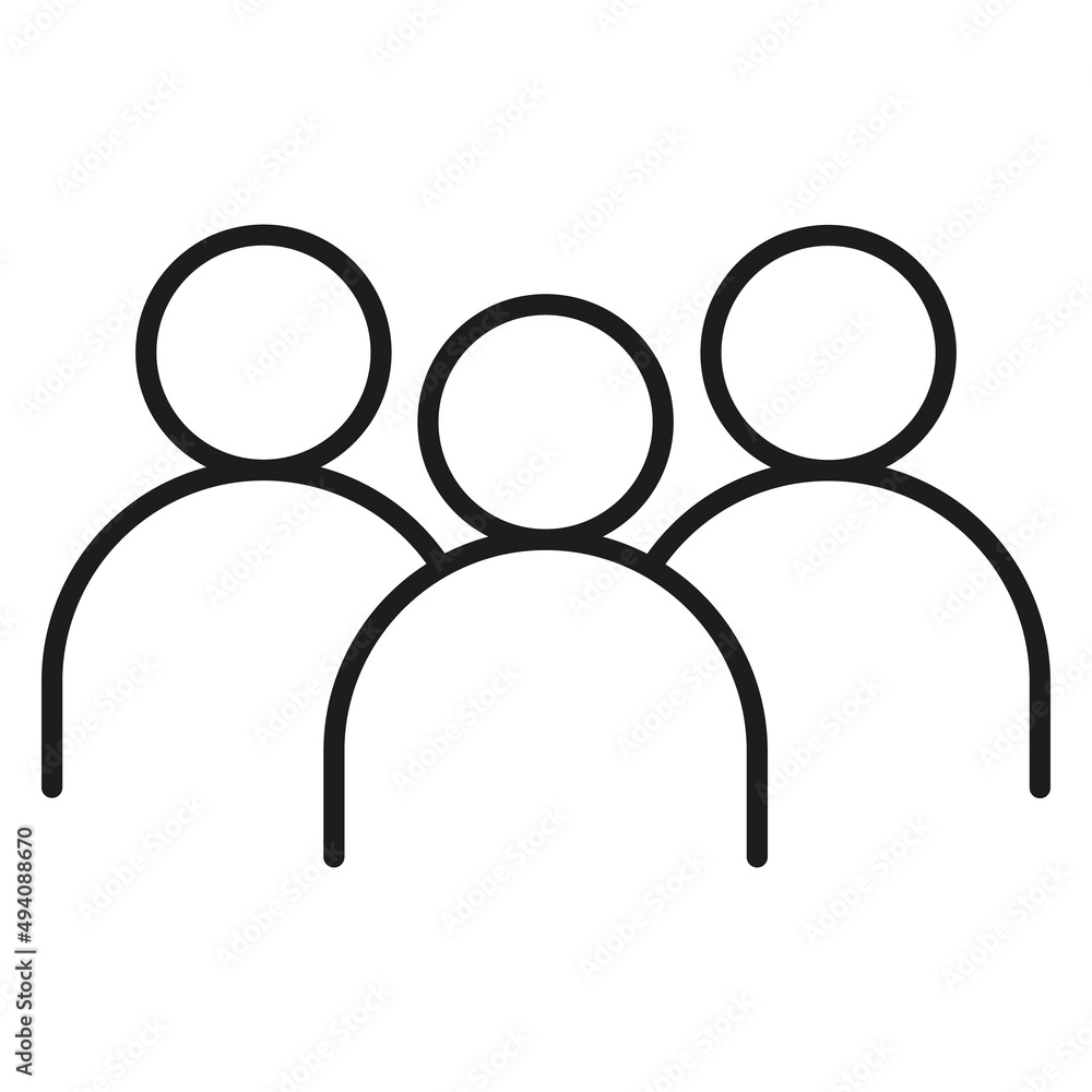 Ikona grupa ludzi.  Grafika wektorowa przedstawiająca trzy osoby. - obrazy, fototapety, plakaty 