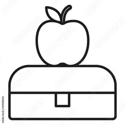 Ikona lunch. Grafika wektorowa przedstawiająca pudełko na lunch oraz jabłko.