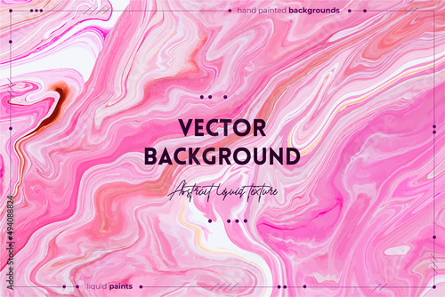 Fluid art texture. Background with abstract iridescent paint effect. Liquid acrylic picture that flows and splashes. Mixed paints for website background. Pink, white and coral overflowing colors.