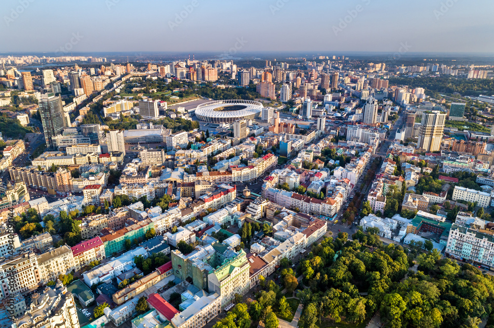 Aerial view of the old city of Kiev, the capital of Ukraine, before the war with Russia