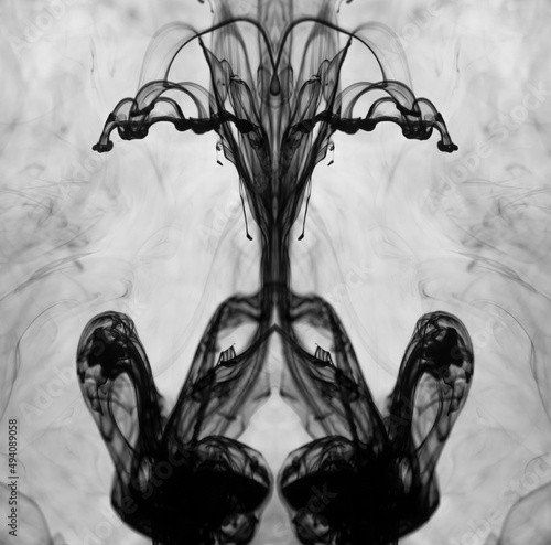 Smoky effect ink in water black and white photo