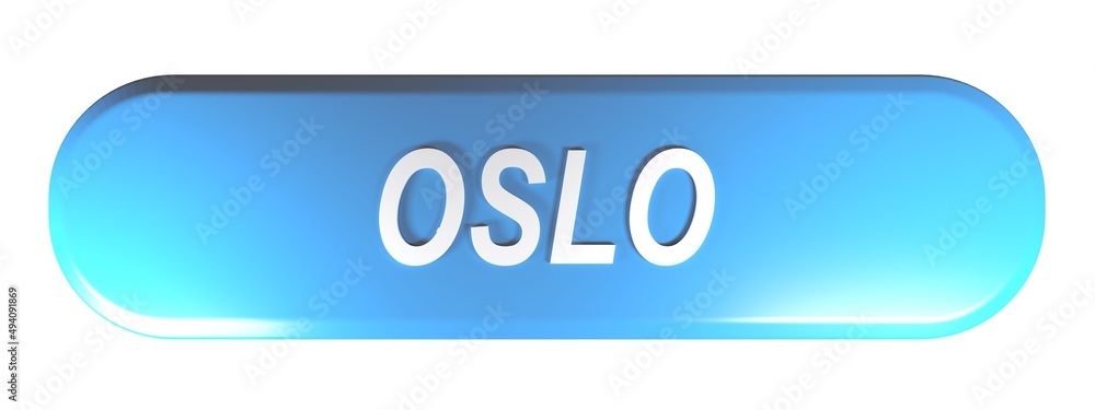 OSLO blue rounded rectangle push button - 3D rendering illustration OSLO blue rounded rectangle push button - 3D rendering illustration