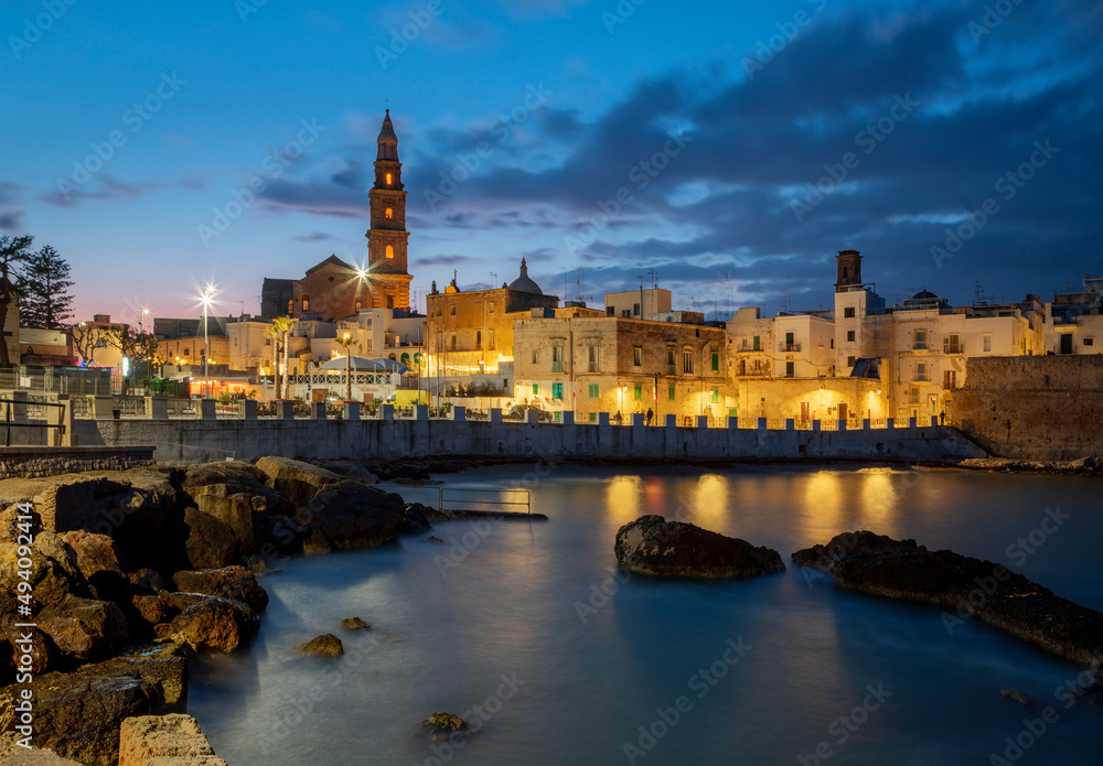 Monopoli - The town and coast at dusk.