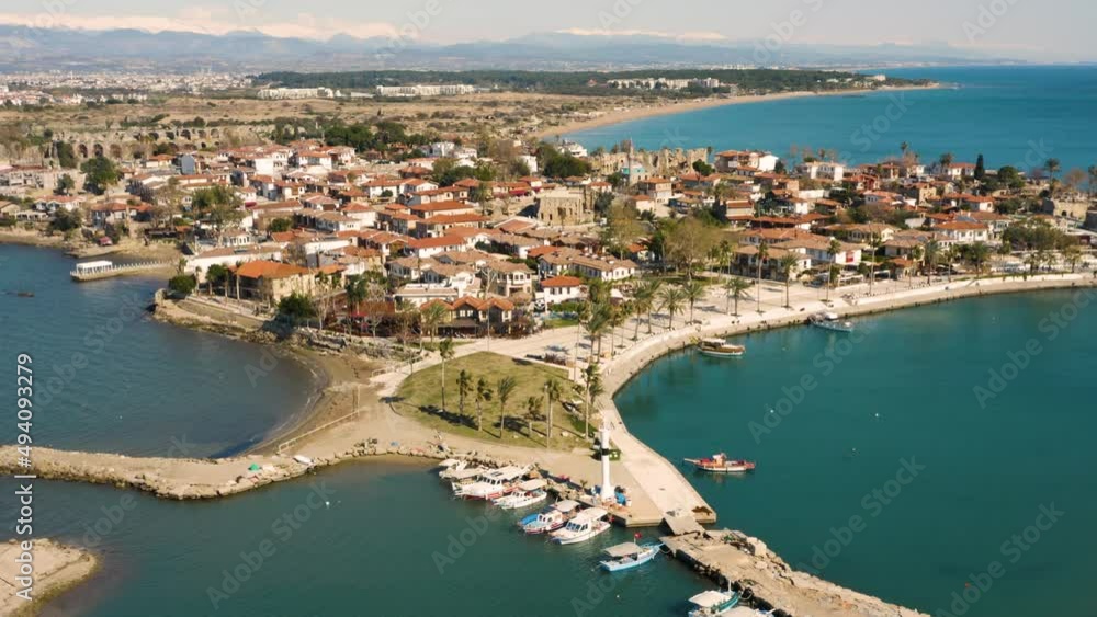 Aerial view of Side. It is small resort town in Turkey Aerial view of Side. It is small resort town in Turkey