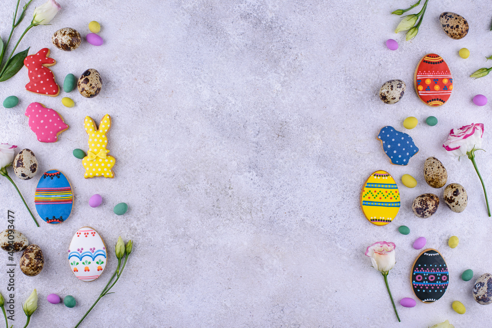 Easter cookies in shape of eggs and bunny