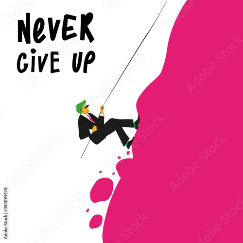 Never give up concept. Hand drawn illustration on the theme of career and career ladder.