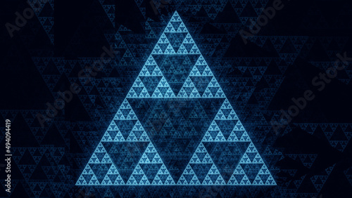 Foto Sierpinski triangle fractal in green and blue