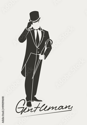 English gentleman with a cane vector illustration