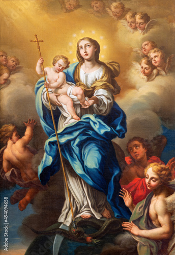 MATERA, ITALY - MARCH 7, 2022: The painting of Madonna as Immaculate Conception in the church Chiesa di Santa Chiara (18. cent.).