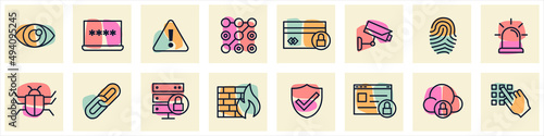 Security set icon symbol template for graphic and web design collection logo vector illustration