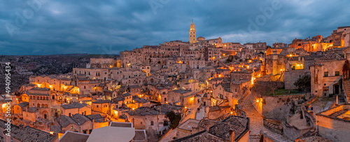 Matera - The cityscape at dusk. photo