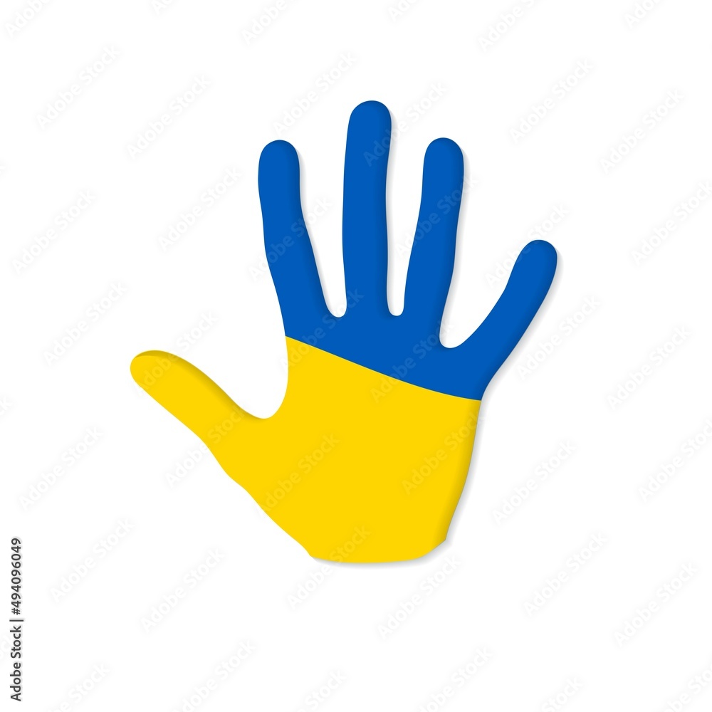 Obraz premium Painted human hand Ukraine flag