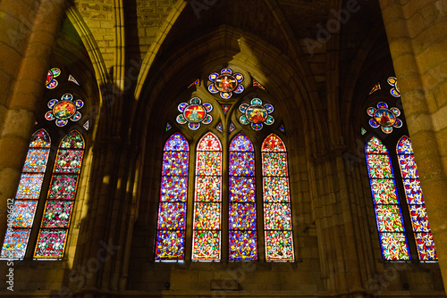 Old stone cathedral with beautiful rose windows.