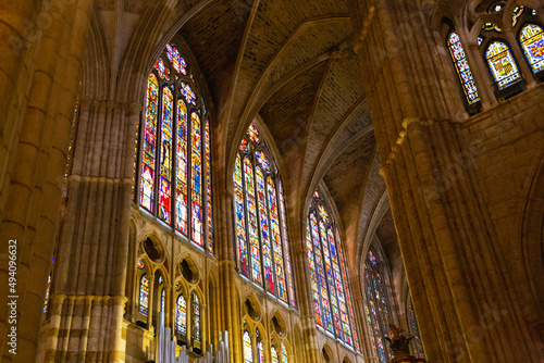 Old stone cathedral with beautiful rose windows.