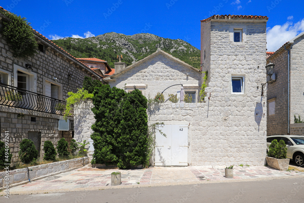 Old stone house in the historical town of Perast