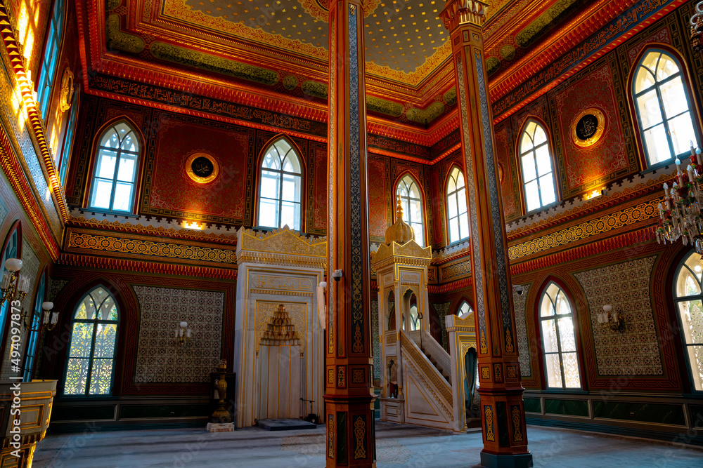 Islamic architecture. Yildiz Hamidiye Mosque in Besiktas Istanbul Turkey