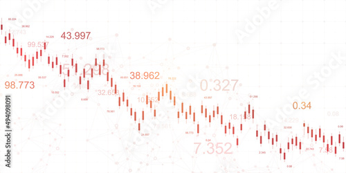 Abstract financial chart background with uptrend line graph. Business candle stick graph chart of stock market investment trading. Vector illustration