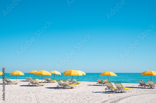 Miami Beach Yellow Umbrellas (ID: 494100498)