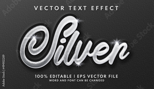 Silver shiny editable text effect