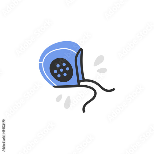 Swimming cap icon. For water polo, underwater rugby, football and hockey players. Water sports equipment. Swimming pool and sport concept. Vector illustration.