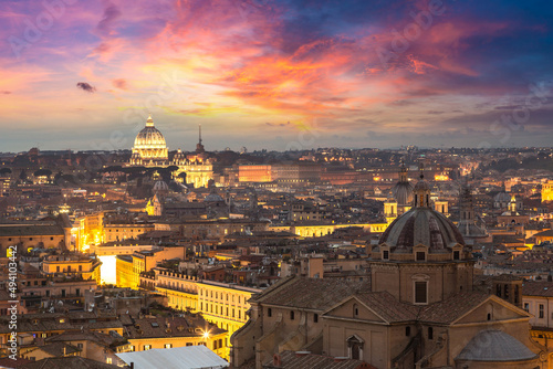 Canvas Print Night panorama of Rome