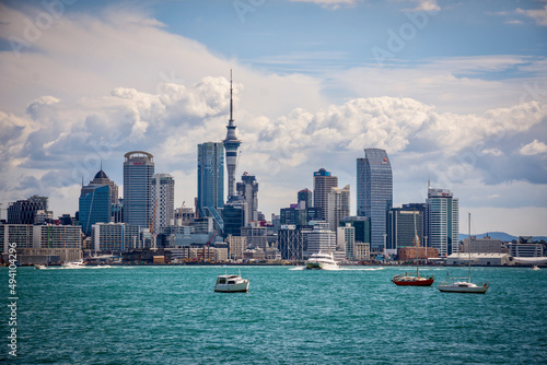 Overlooking the Auckland Skyline on a late summer day across the harbour from Devonport photo