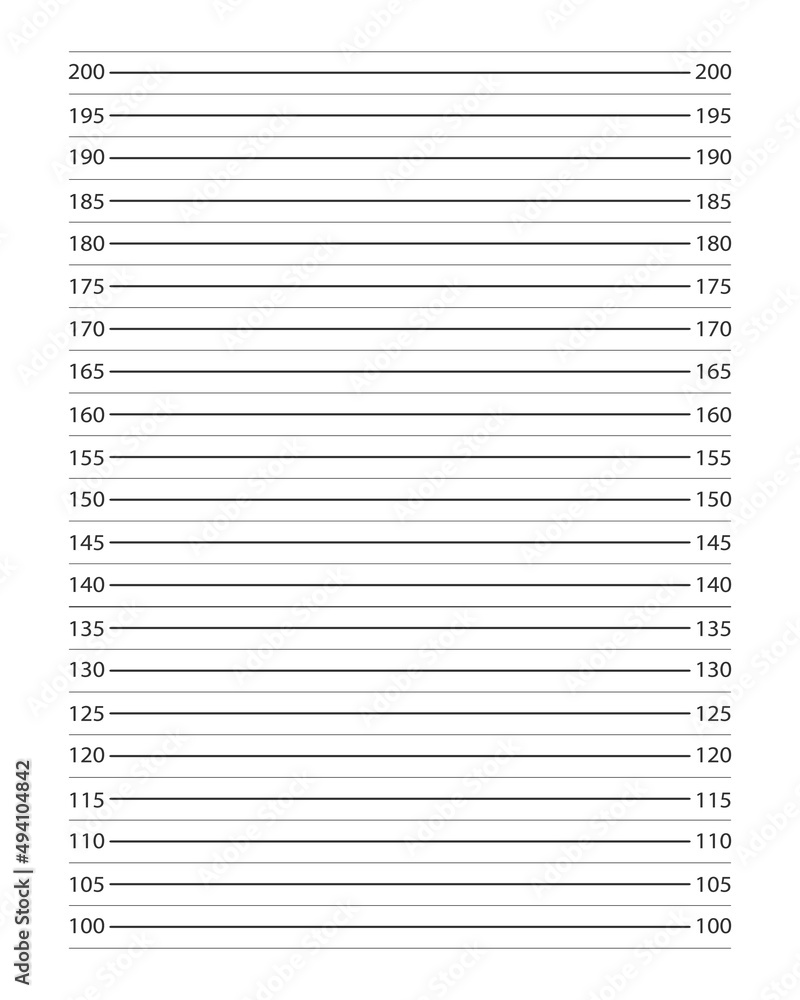 Police mugshot background. Height chart with centimeters markup for photo of arrested or suspect person identification isolated on white background. Vector illustration. Police mugshot background. Height chart with centimeters markup for photo of arrested or suspect person identification isolated on white background. Vector illustration.