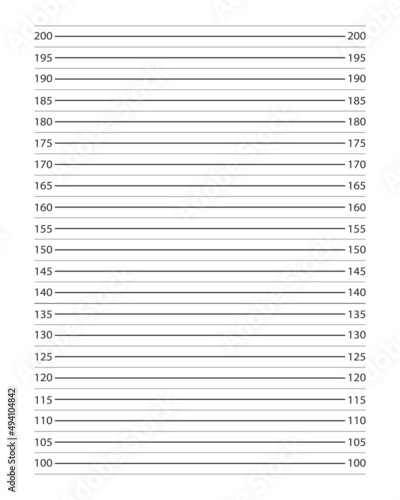 Police mugshot background. Height chart with centimeters markup for photo of arrested or suspect person identification isolated on white background. Vector illustration.