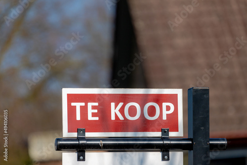 Business and marketing concept, Selective focus of advertisement for sign board with the word in Dutch 