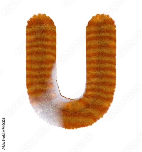 Orange Tabby Cat Themed Font Letter U
