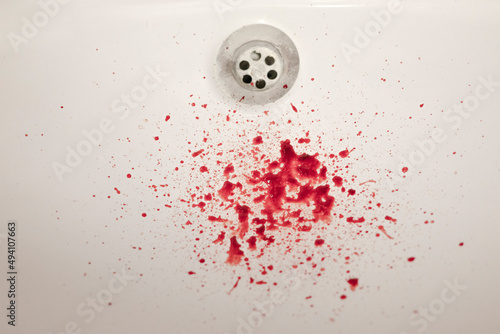 Fresh blood in the sink