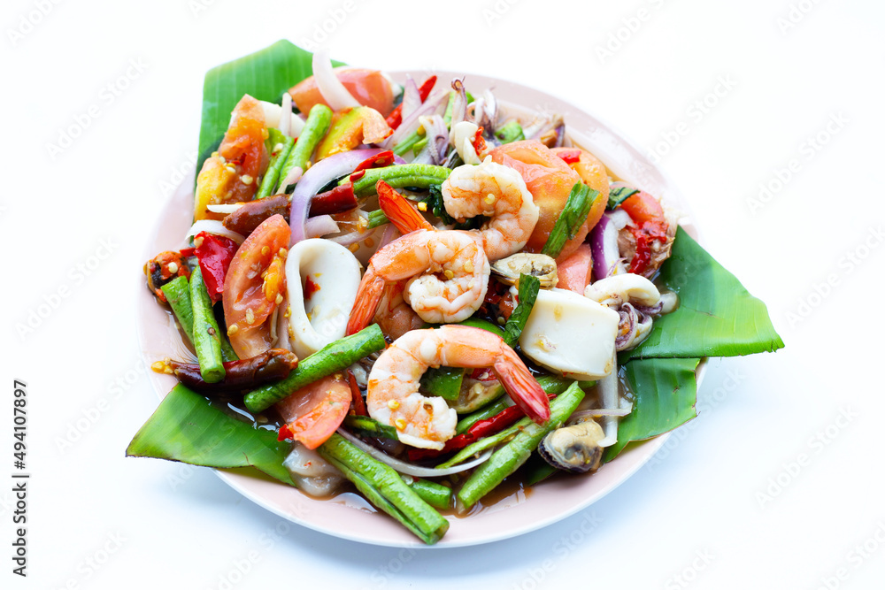 Thai spicy salad with seafood