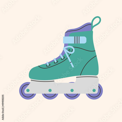 Roller skates icon. Sport and hobbies. Retro fashion style from 90s. Cute vector illustration in trendy calm colors. Hand drawn style. 