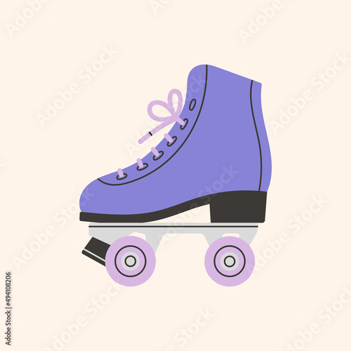 Roller skates icon. Sport and disco. Retro fashion style from 80s. Cute vector illustration in trendy calm colors. Hand drawn style. 