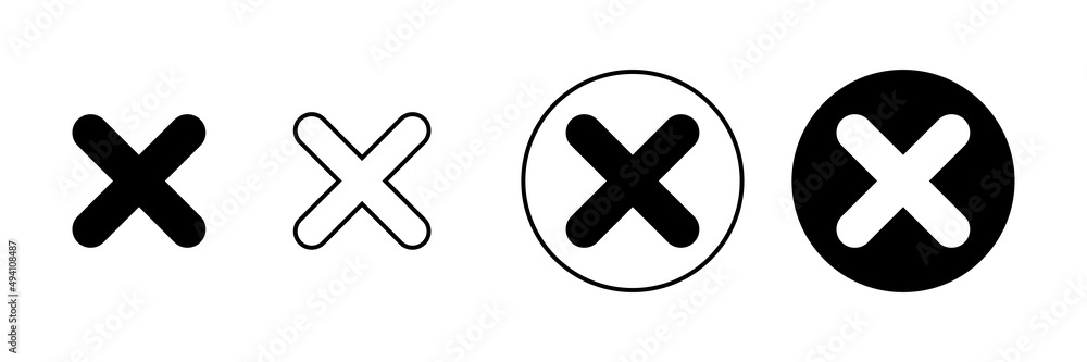 Fototapeta premium Close icons set. Delete sign and symbol. cross sign