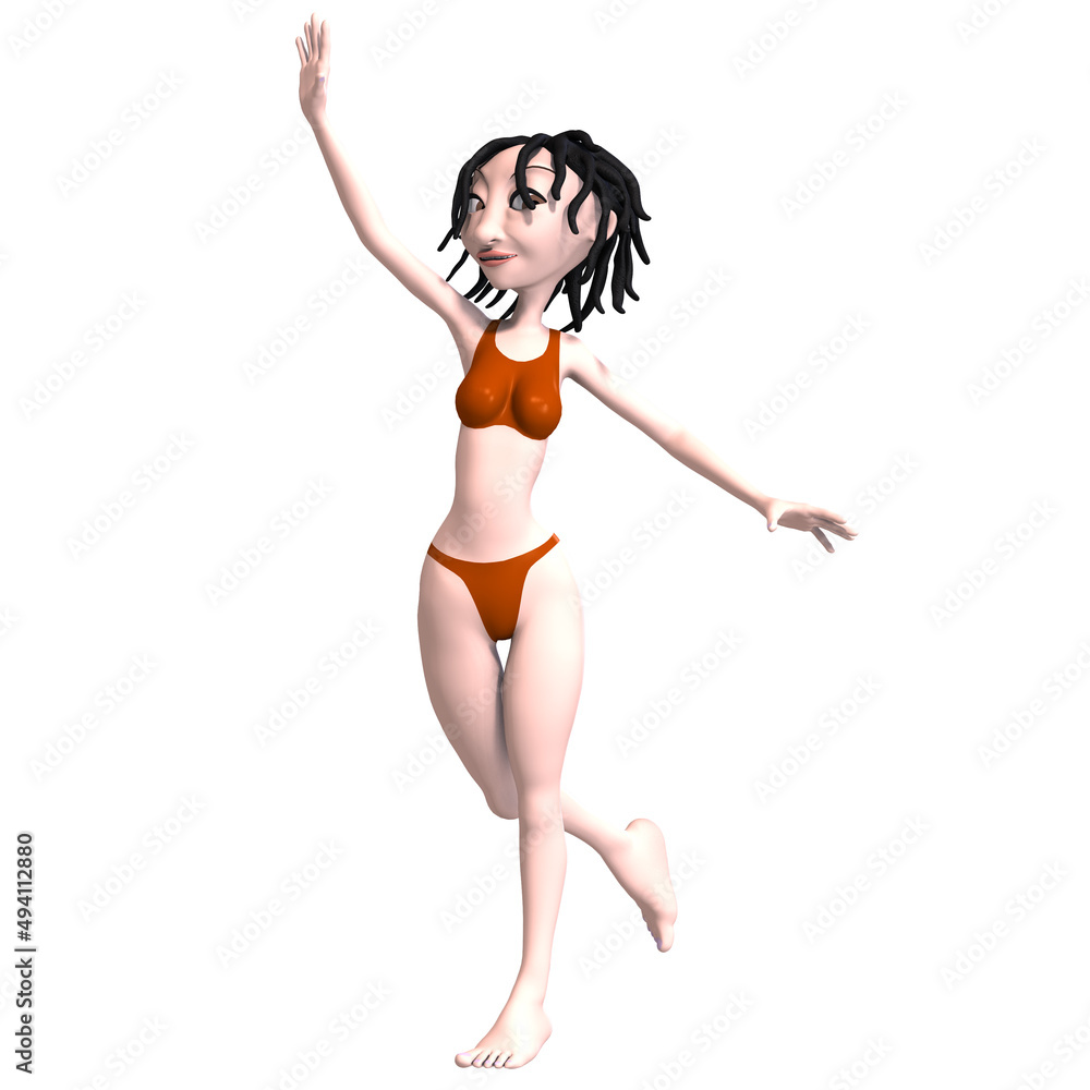 3D-illustration of a cute and funny gothic toon girl 3D-illustration of a cute and funny gothic toon girl