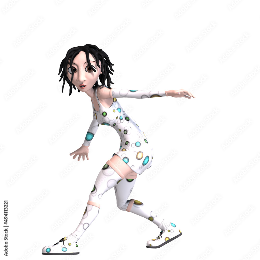 3D-illustration of a cute and funny gothic toon girl 3D-illustration of a cute and funny gothic toon girl