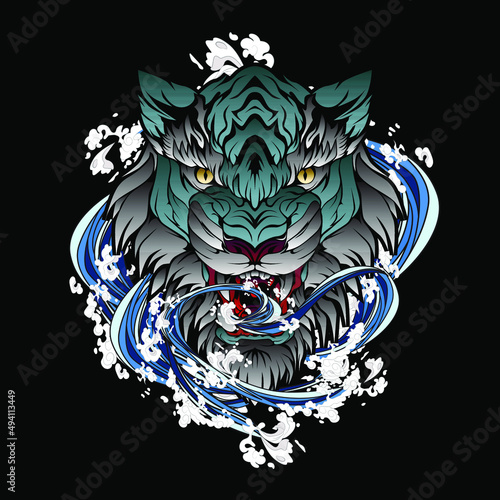 monster illustration design for sukajan is mean japan traditional cloth or t-shirt with digital hand drawn monster Embroidery Men T-shirts Summer Casual Short Sleeve Hip Hop T Shirt Streetwear