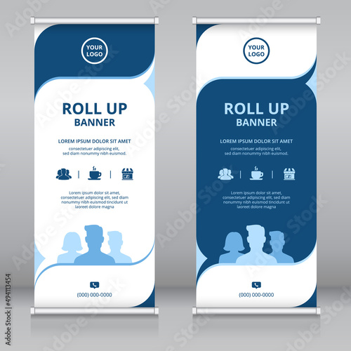 Modern roll up banner template, Standee template, X-banner template, Flag banner