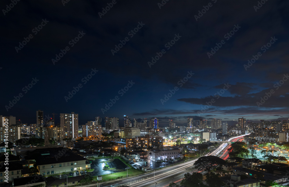 Obraz premium City and traffic at night.